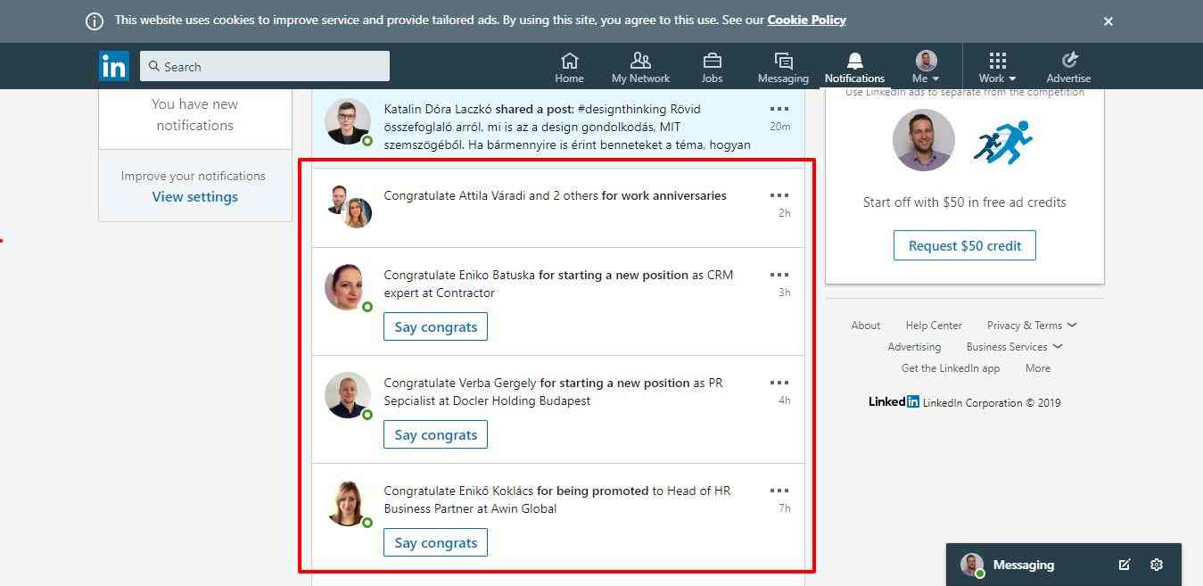 Linkedin notifications - Bodnár Ákos